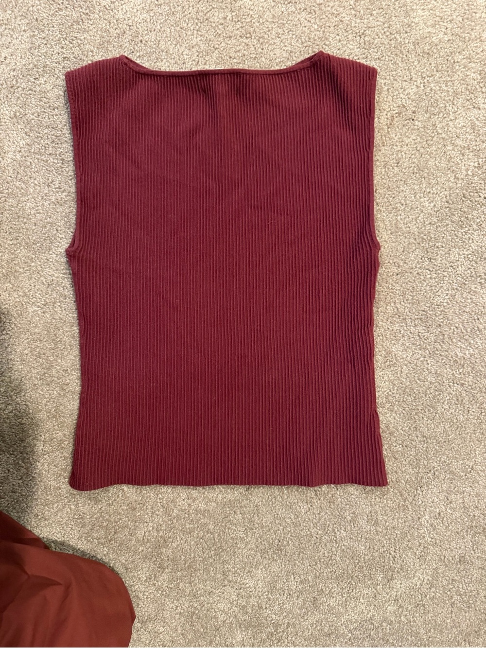 Open Edit Sleeveless Ribbed Tank Top in Burgundy - Picture 2 of 4
